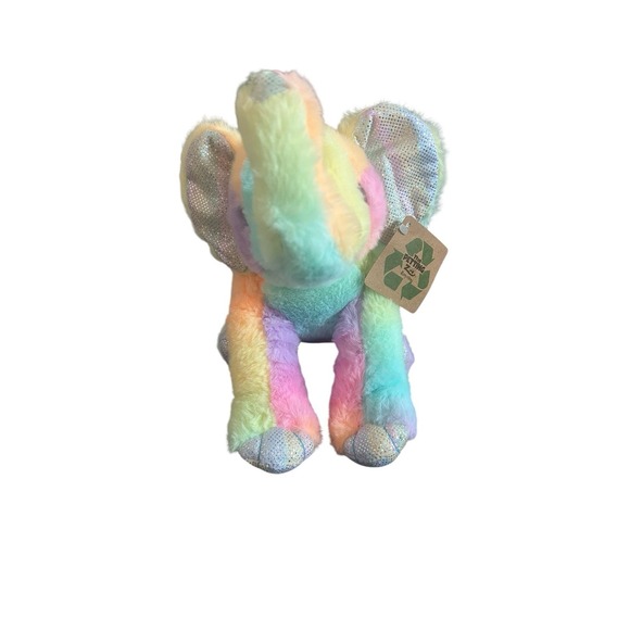 The Petting Zoo Elephant Plush Stuffed Animal Rainbow Tie Dye New - Picture 2 of 11